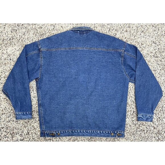 VTG COBRA Mens LARGE NASCAR Jasper Engines Racing Embroidered Denim JEAN JACKET - Picture 5 of 11